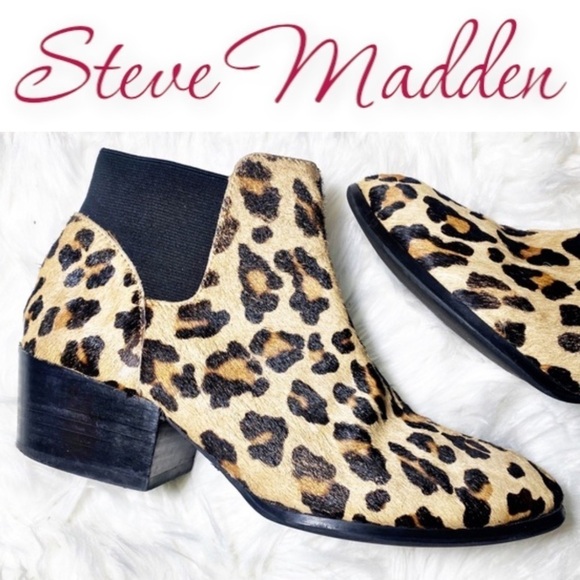 STEVE MADDEN Palace Western Leopard Print Calf Hair Chelsea Bootie, Size 8 - Picture 5 of 10